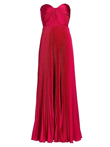 As It May Women's Elia Satin Plissé Gown - Hot Berry | Thumbnail 1 As It May Women's Elia Satin Plissé Gown - Hot Berry | Thumbnail 1