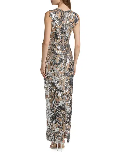 Bronx and Banco Women's Tokyo Sequin-Feather Sleeveless Gown - Dark Silver | Thumbnail 5 Bronx and Banco Women's Tokyo Sequin-Feather Sleeveless Gown - Dark Silver | Thumbnail 5