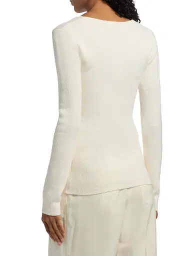 Toteme Women's Scoopneck Merino Wool-Blend Top - Ecru | Thumbnail 5 Toteme Women's Scoopneck Merino Wool-Blend Top - Ecru | Thumbnail 5
