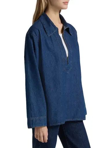 BLK DNM Women's Denim Tunic Top - Clean Blue | Thumbnail 4 BLK DNM Women's Denim Tunic Top - Clean Blue | Thumbnail 4