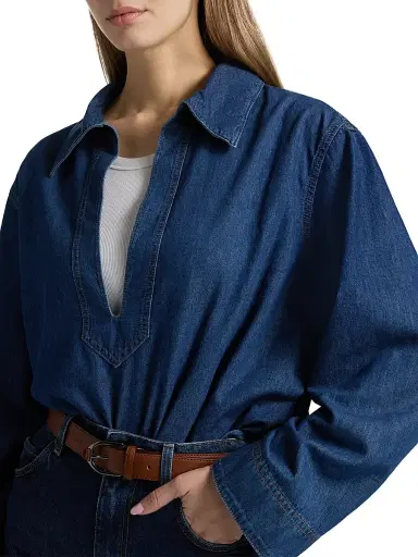 BLK DNM Women's Denim Tunic Top - Clean Blue | Thumbnail 6 BLK DNM Women's Denim Tunic Top - Clean Blue | Thumbnail 6