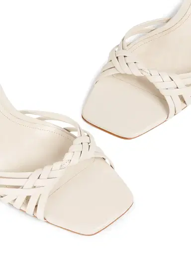 Schutz Women's Tara 0MM Crisscross Leather Stiletto Sandals - Sugar White | Thumbnail 4 Schutz Women's Tara 0MM Crisscross Leather Stiletto Sandals - Sugar White | Thumbnail 4