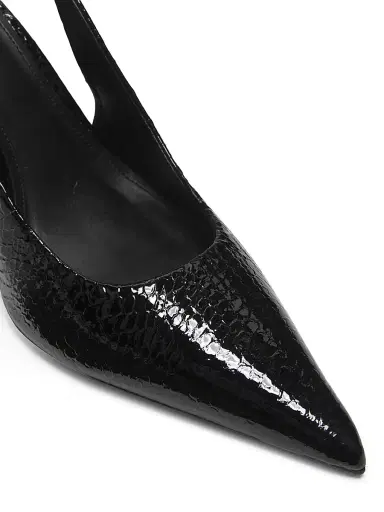 Schutz Women's Paola 90MM Snake-Embossed Leather Slingback Pumps - Black | Thumbnail 5 Schutz Women's Paola 90MM Snake-Embossed Leather Slingback Pumps - Black | Thumbnail 5