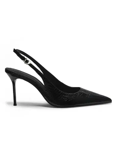 Schutz Women's Paola 90MM Snake-Embossed Leather Slingback Pumps - Black | Thumbnail 1 Schutz Women's Paola 90MM Snake-Embossed Leather Slingback Pumps - Black | Thumbnail 1