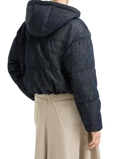 Brunello Cucinelli Women's Cotton Denim Effect Twill Down Coat with Monili - Denim | Thumbnail 3 Brunello Cucinelli Women's Cotton Denim Effect Twill Down Coat with Monili - Denim | Thumbnail 3