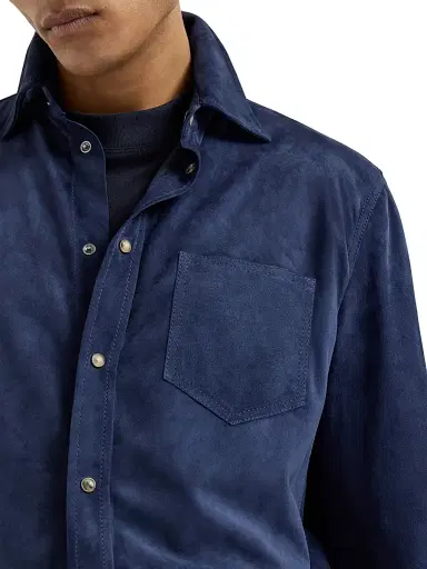 Brunello Cucinelli Men's Suede Overshirt - Espresso | Thumbnail 11 Brunello Cucinelli Men's Suede Overshirt - Espresso | Thumbnail 11