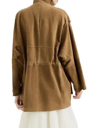 Brunello Cucinelli Women's Suede Safari Jacket with Monili - Brown | Thumbnail 3 Brunello Cucinelli Women's Suede Safari Jacket with Monili - Brown | Thumbnail 3