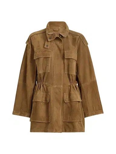 Brunello Cucinelli Women's Suede Safari Jacket with Monili - Brown | Thumbnail 1 Brunello Cucinelli Women's Suede Safari Jacket with Monili - Brown | Thumbnail 1