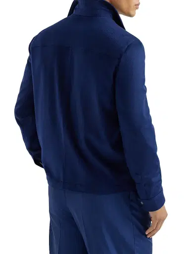 Brunello Cucinelli Men's Lightweight Cashmere Flannel Outerwear Jacket - Royale Blue | Thumbnail 3 Brunello Cucinelli Men's Lightweight Cashmere Flannel Outerwear Jacket - Royale Blue | Thumbnail 3