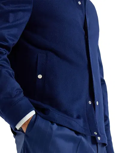 Brunello Cucinelli Men's Lightweight Cashmere Flannel Outerwear Jacket - Royale Blue | Thumbnail 4 Brunello Cucinelli Men's Lightweight Cashmere Flannel Outerwear Jacket - Royale Blue | Thumbnail 4