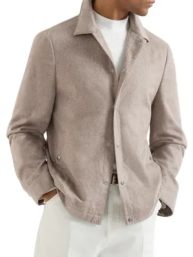Brunello Cucinelli Men's Lightweight Cashmere Flannel Outerwear Jacket - Royale Blue | Thumbnail 8 Brunello Cucinelli Men's Lightweight Cashmere Flannel Outerwear Jacket - Royale Blue | Thumbnail 8