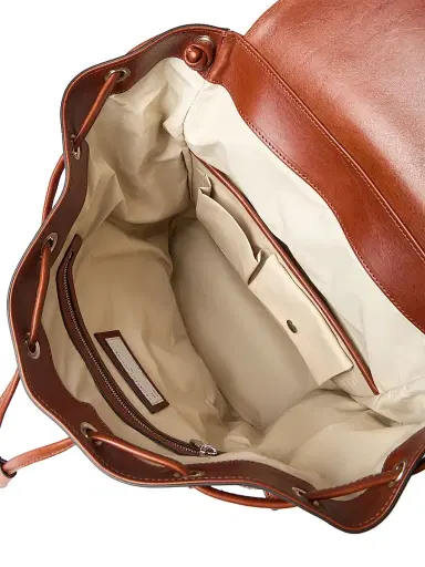 Brunello Cucinelli Men's Braided Calfskin and Cowhide City Backpack - Cognac | Thumbnail 5 Brunello Cucinelli Men's Braided Calfskin and Cowhide City Backpack - Cognac | Thumbnail 5