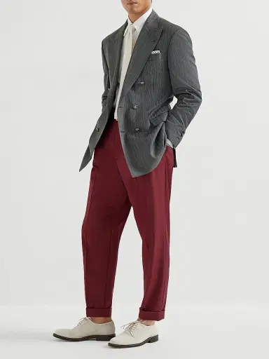 Brunello Cucinelli Men's Virgin Wool Fresco One and a Half Breasted Tailor Blazer with Metal Buttons - Dark Grey | Thumbnail 6 Brunello Cucinelli Men's Virgin Wool Fresco One and a Half Breasted Tailor Blazer with Metal Buttons - Dark Grey | Thumbnail 6