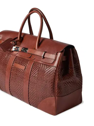 Brunello Cucinelli Men's Braided Calfskin and Cowhide Country Bag - Cognac | Thumbnail 4 Brunello Cucinelli Men's Braided Calfskin and Cowhide Country Bag - Cognac | Thumbnail 4