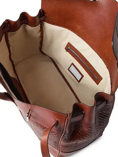 Brunello Cucinelli Men's Braided Calfskin and Cowhide Country Bag - Cognac | Thumbnail 5 Brunello Cucinelli Men's Braided Calfskin and Cowhide Country Bag - Cognac | Thumbnail 5