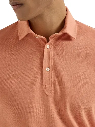 Brunello Cucinelli Men's Cotton Piqué Shirt Style Collar Polo with Faux Layering - Azure | Thumbnail 22 Brunello Cucinelli Men's Cotton Piqué Shirt Style Collar Polo with Faux Layering - Azure | Thumbnail 22