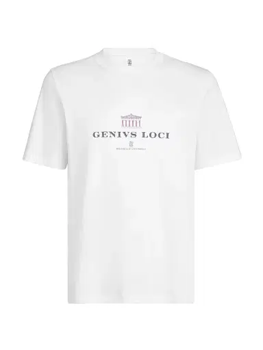 Brunello Cucinelli Men's Cotton Jersey Crew-Neck T-Shirt with Print - White | Thumbnail 1 Brunello Cucinelli Men's Cotton Jersey Crew-Neck T-Shirt with Print - White | Thumbnail 1