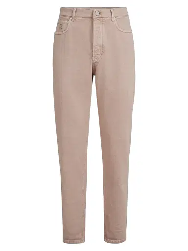 Brunello Cucinelli Men's Garment Dyed Iconic Fit Five Pocket Jeans in Denim - Light Brown - Size 48 | Thumbnail 1 Brunello Cucinelli Men's Garment Dyed Iconic Fit Five Pocket Jeans in Denim - Light Brown - Size 48 | Thumbnail 1