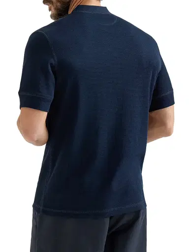 Brunello Cucinelli Men's Cotton Waffle Jersey T-Shirt with Henley Collar - Cobalt - Size Medium | Thumbnail 3 Brunello Cucinelli Men's Cotton Waffle Jersey T-Shirt with Henley Collar - Cobalt - Size Medium | Thumbnail 3