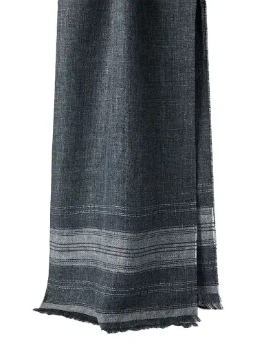 Brunello Cucinelli Men's Embroidered Linen Scarf | Thumbnail 2 Brunello Cucinelli Men's Embroidered Linen Scarf | Thumbnail 2