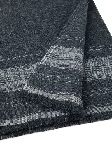 Brunello Cucinelli Men's Embroidered Linen Scarf | Thumbnail 3 Brunello Cucinelli Men's Embroidered Linen Scarf | Thumbnail 3