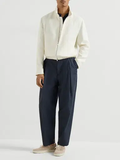 Brunello Cucinelli Men's Silk, Linen and Wool Hopsack Outerwear Jacket with Stand Collar - Medium Grey | Thumbnail 12 Brunello Cucinelli Men's Silk, Linen and Wool Hopsack Outerwear Jacket with Stand Collar - Medium Grey | Thumbnail 12
