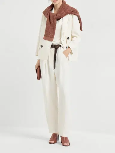 Brunello Cucinelli Women's Viscose and Linen Fluid Twill Blazer with Monili - | Thumbnail 6 Brunello Cucinelli Women's Viscose and Linen Fluid Twill Blazer with Monili - | Thumbnail 6