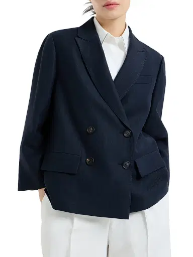 Brunello Cucinelli Women's Viscose and Linen Fluid Twill Blazer with Monili - | Thumbnail 8 Brunello Cucinelli Women's Viscose and Linen Fluid Twill Blazer with Monili - | Thumbnail 8