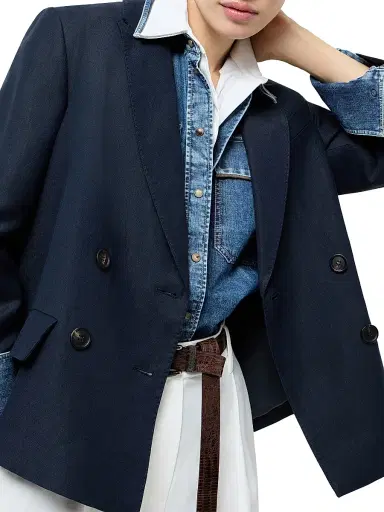 Brunello Cucinelli Women's Viscose and Linen Fluid Twill Blazer with Monili - | Thumbnail 10 Brunello Cucinelli Women's Viscose and Linen Fluid Twill Blazer with Monili - | Thumbnail 10