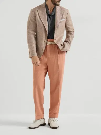 Brunello Cucinelli Men's Virgin Wool, Cotton and Silk Mouliné Trousers | Thumbnail 6 Brunello Cucinelli Men's Virgin Wool, Cotton and Silk Mouliné Trousers | Thumbnail 6