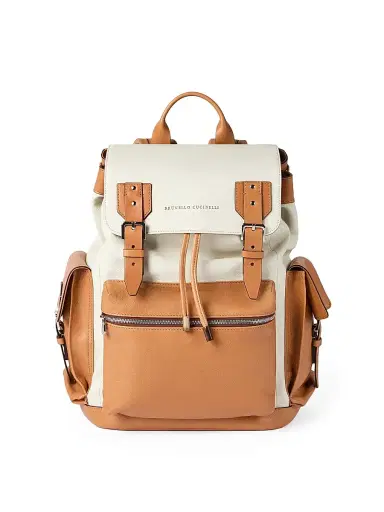 Brunello Cucinelli Men's Grained Calfskin and Cowhide City Backpack | Thumbnail 1 Brunello Cucinelli Men's Grained Calfskin and Cowhide City Backpack | Thumbnail 1