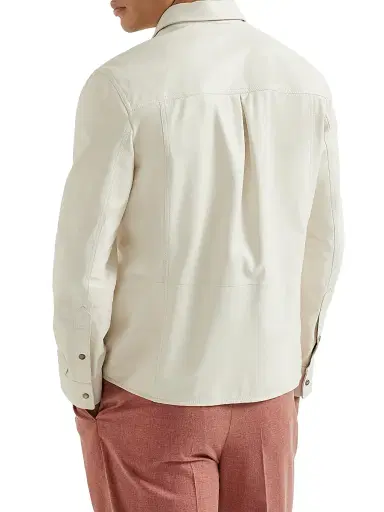 Brunello Cucinelli Men's Calfskin Overshirt - | Thumbnail 3 Brunello Cucinelli Men's Calfskin Overshirt - | Thumbnail 3