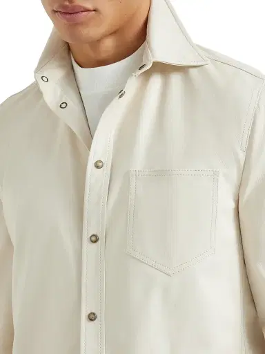 Brunello Cucinelli Men's Calfskin Overshirt - | Thumbnail 4 Brunello Cucinelli Men's Calfskin Overshirt - | Thumbnail 4