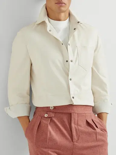 Brunello Cucinelli Men's Calfskin Overshirt - | Thumbnail 5 Brunello Cucinelli Men's Calfskin Overshirt - | Thumbnail 5