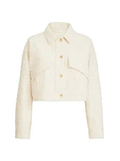 Brunello Cucinelli Women's Fuzzy Dyed Denim Outerwear Jacket with Monili - | Thumbnail 1 Brunello Cucinelli Women's Fuzzy Dyed Denim Outerwear Jacket with Monili - | Thumbnail 1