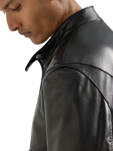 Brunello Cucinelli Men's Polished Nappa Leather Pilot Jacket - Black | Thumbnail 4 Brunello Cucinelli Men's Polished Nappa Leather Pilot Jacket - Black | Thumbnail 4