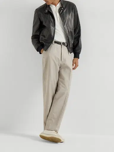 Brunello Cucinelli Men's Polished Nappa Leather Pilot Jacket - Black | Thumbnail 6 Brunello Cucinelli Men's Polished Nappa Leather Pilot Jacket - Black | Thumbnail 6