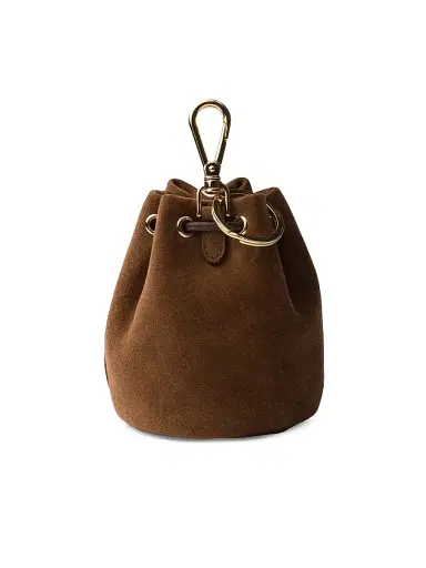 Prada Women's Mini Icon Suede Keychain Charm - Brown | Thumbnail 2 Prada Women's Mini Icon Suede Keychain Charm - Brown | Thumbnail 2