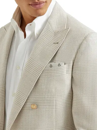 Brunello Cucinelli Men's Silk Pocket Square with Diamond Pattern - Panama | Thumbnail 2 Brunello Cucinelli Men's Silk Pocket Square with Diamond Pattern - Panama | Thumbnail 2
