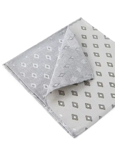 Brunello Cucinelli Men's Silk Pocket Square with Diamond Pattern - Panama | Thumbnail 3 Brunello Cucinelli Men's Silk Pocket Square with Diamond Pattern - Panama | Thumbnail 3