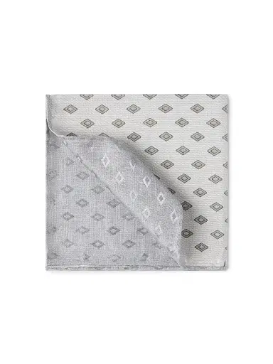 Brunello Cucinelli Men's Silk Pocket Square with Diamond Pattern - Panama | Thumbnail 1 Brunello Cucinelli Men's Silk Pocket Square with Diamond Pattern - Panama | Thumbnail 1