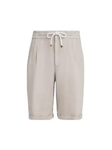 Brunello Cucinelli Men's Garment Dyed Bermuda Shorts in Linen Gabardine - Khaki | Thumbnail 13 Brunello Cucinelli Men's Garment Dyed Bermuda Shorts in Linen Gabardine - Khaki | Thumbnail 13