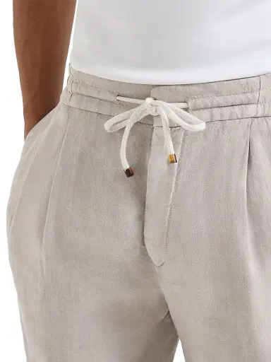 Brunello Cucinelli Men's Garment Dyed Bermuda Shorts in Linen Gabardine - Khaki | Thumbnail 16 Brunello Cucinelli Men's Garment Dyed Bermuda Shorts in Linen Gabardine - Khaki | Thumbnail 16