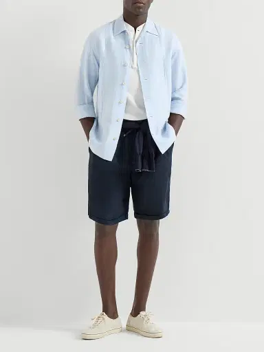 Brunello Cucinelli Men's Garment Dyed Bermuda Shorts in Linen Gabardine - Khaki | Thumbnail 24 Brunello Cucinelli Men's Garment Dyed Bermuda Shorts in Linen Gabardine - Khaki | Thumbnail 24