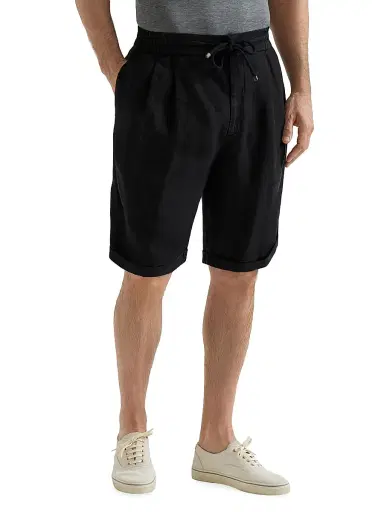 Brunello Cucinelli Men's Garment Dyed Bermuda Shorts in Linen Gabardine - Khaki | Thumbnail 26 Brunello Cucinelli Men's Garment Dyed Bermuda Shorts in Linen Gabardine - Khaki | Thumbnail 26