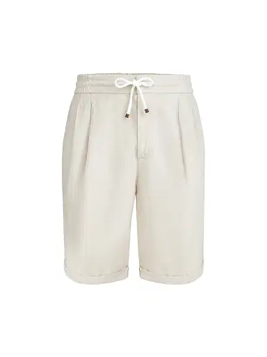 Brunello Cucinelli Men's Garment Dyed Bermuda Shorts in Linen Gabardine - Khaki | Thumbnail 31 Brunello Cucinelli Men's Garment Dyed Bermuda Shorts in Linen Gabardine - Khaki | Thumbnail 31