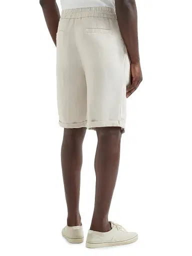 Brunello Cucinelli Men's Garment Dyed Bermuda Shorts in Linen Gabardine - Khaki | Thumbnail 34 Brunello Cucinelli Men's Garment Dyed Bermuda Shorts in Linen Gabardine - Khaki | Thumbnail 34