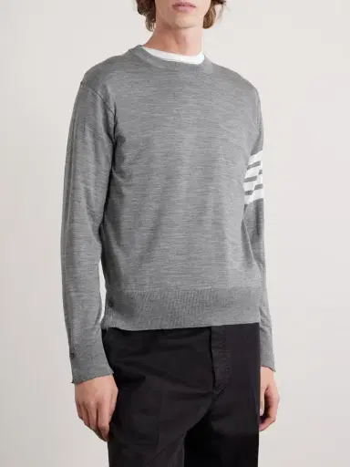 Thom Browne Slim-Fit Striped Merino Wool Sweater - Men | Thumbnail 3 Thom Browne Slim-Fit Striped Merino Wool Sweater - Men | Thumbnail 3
