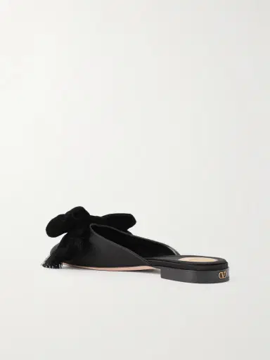 Valentino Garavani Reinette Bow-embellished Velvet-trimmed Satin Mules | Thumbnail 3 Valentino Garavani Reinette Bow-embellished Velvet-trimmed Satin Mules | Thumbnail 3