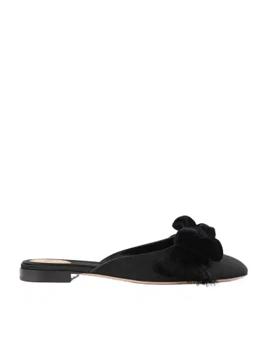 Valentino Garavani Reinette Bow-embellished Velvet-trimmed Satin Mules | Thumbnail 1 Valentino Garavani Reinette Bow-embellished Velvet-trimmed Satin Mules | Thumbnail 1